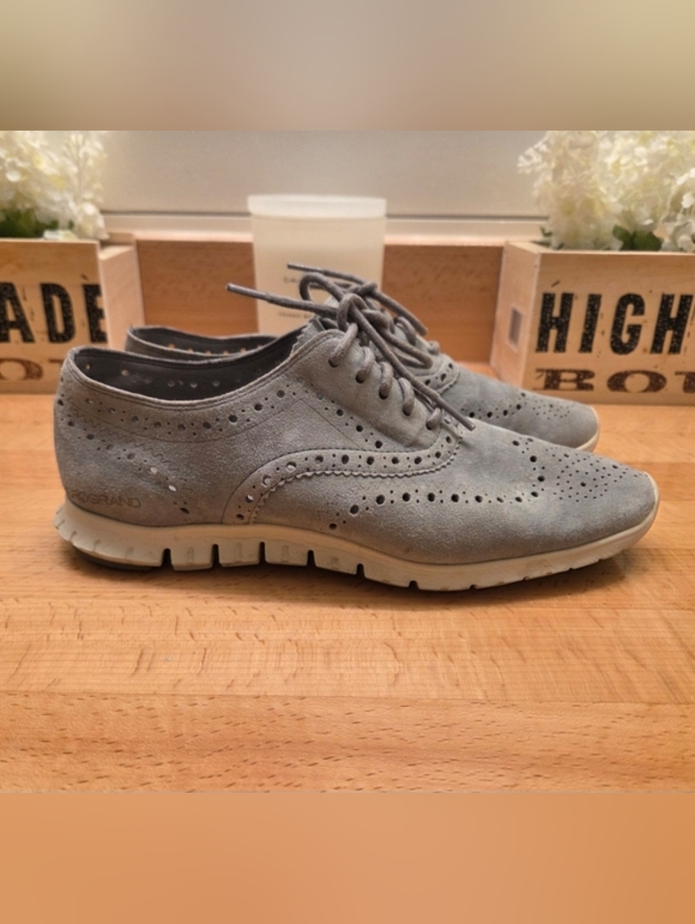 Cole Haan ZeroGrand Wing Oxford Ironstone Suede Women's Size 7.5